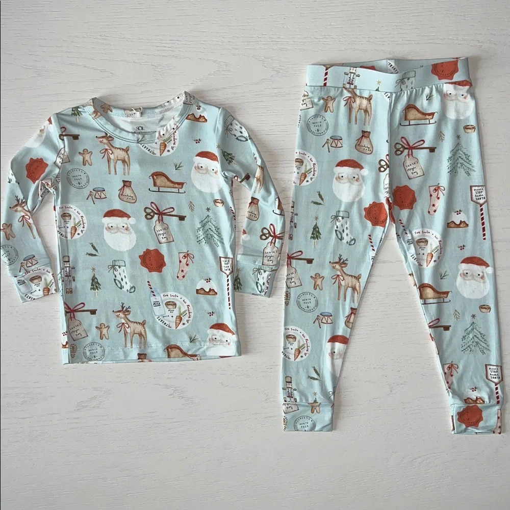 Sol Toddler Christmas Cookie Santa Bamboo Pajama Set 12-18 18-24 months 3T 4T 5T